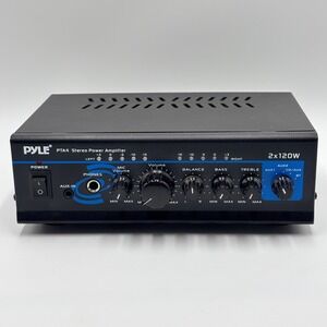 Pyle PTA4 Stereo Power Amplifier 2x120W Home Audio Receiver Black